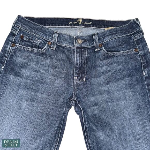 7 For All Mankind Dojo Flare Jeans Medium Wash Wide Leg Iconic Modern Denim Fit - Picture 4 of 14